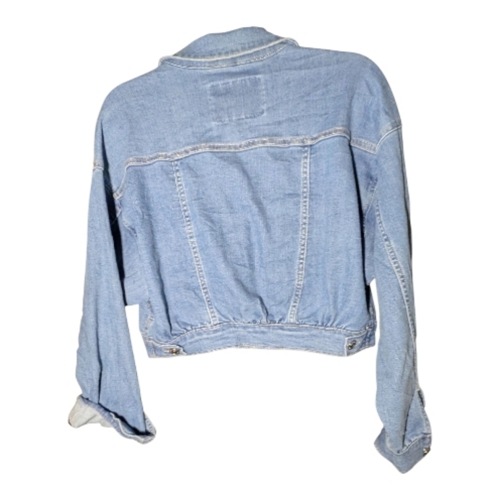 Juicy Couture EUC Cropped Denim Trucker Jacket Light Wash Large - Picture 3 of 5